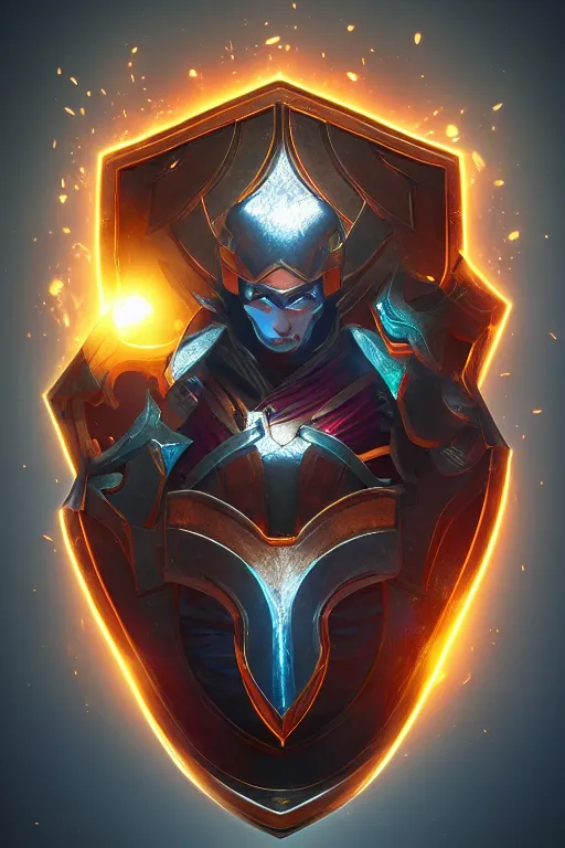 Image similar to shield fantasy epic legends game icon stylized digital illustration radiating a glowing aura global illumination ray tracing hdr fanart arstation by ian pesty and katarzyna da „ bek - chmiel