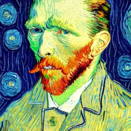 Prompt: A van gogh with a bluetooth headset answers a call on the first line of technical support, canvas, oil, watercolor, hyper detailed, elegant, very very very very beautiful.