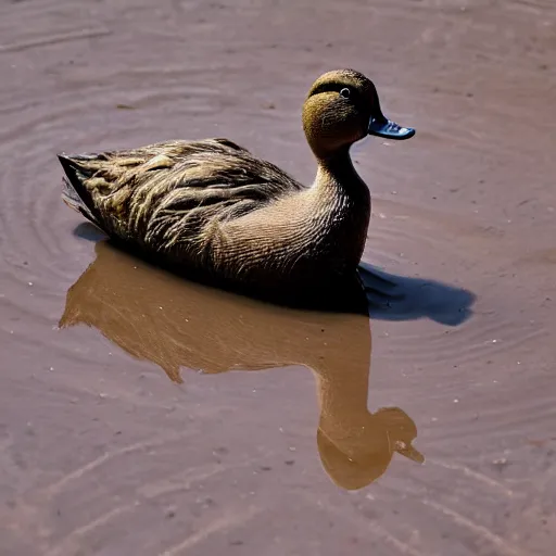 Image similar to dry mud. with duck. realistic photo. masterpiece. dirt.