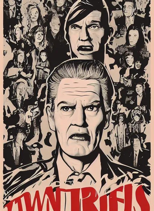 Prompt: twin peaks movie poster art by graham erwin