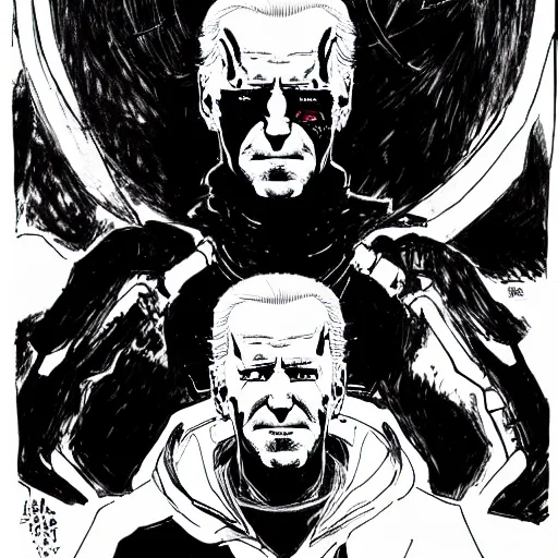 Image similar to Joe Biden looking sinister, by Tsutomu Nihei, highly detailed