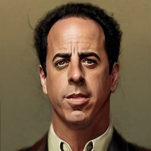 Image similar to the jerry seinfeld as a realistic d & d fantasy character, closeup portrait art by donato giancola and greg rutkowski, vintage retro, realistic face, digital art, trending on artstation, symmetry!!