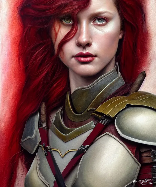 Prompt: hyperrealistic mixed media painting of a beautiful young female ranger, stunning 3d render inspired art by P. Craig Russell and Barry Windsor-Smith + perfect facial symmetry + dim volumetric lighting, dark red hair, pale skin, crimson leather armor with long flowing cape, stealthily moving through a dark forest, dizzy, full body, d&d, 8k octane beautifully detailed render, post-processing, extremely hyperdetailed, intricate, epic composition, grim yet sparkling atmosphere, cinematic lighting + masterpiece, trending on artstation, very very detailed, masterpiece, stunning