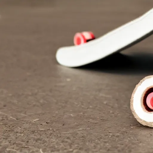 Image similar to toilet paper on a skateboard, macro