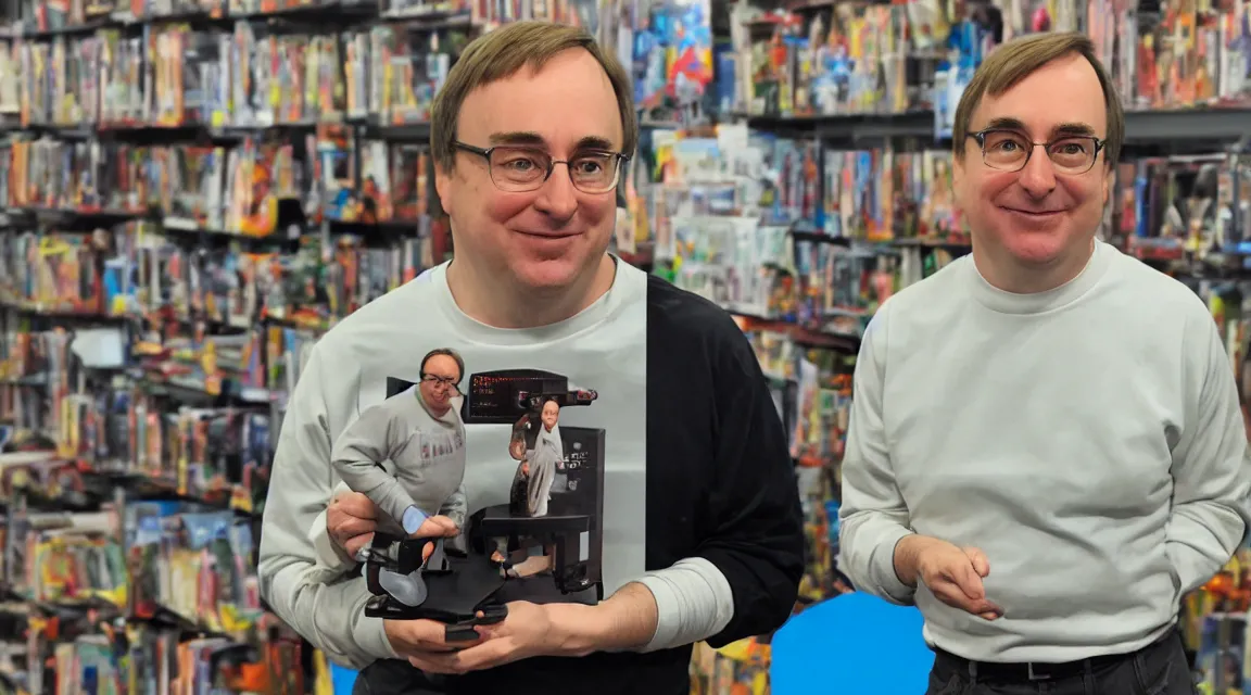 Image similar to vinil action figure of Linus Torvalds, product photo