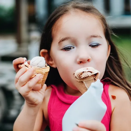 Image similar to photo of little girl eating an ice cream