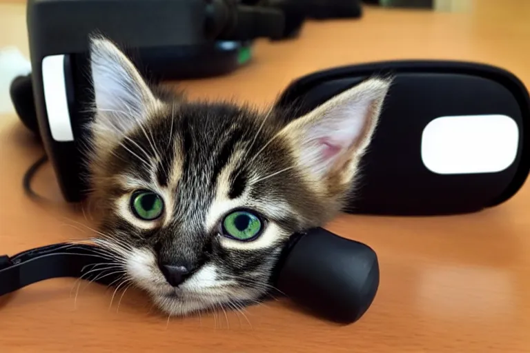 Image similar to kitten wearing a vr headset