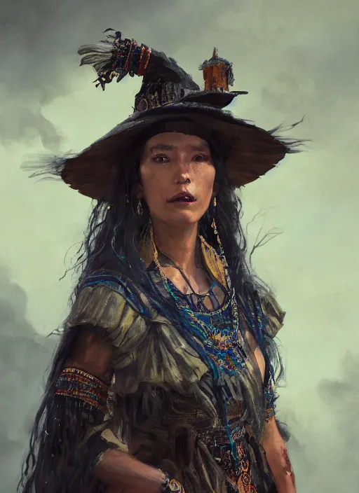 Prompt: A fancy portrait of a Mayan witch by Greg Rutkowski, Sung Choi, Mitchell Mohrhauser, Maciej Kuciara, Johnson Ting, Maxim Verehin, Peter Konig, Bloodborne, 8k photorealistic, cinematic lighting, HD, high details, dramatic, atmospheric , trending on artstation