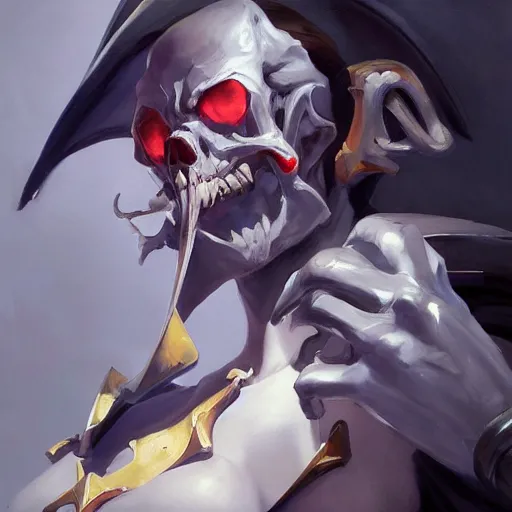 Image similar to greg manchess portrait painting of ainz ooal gown as overwatch character, medium shot, asymmetrical, profile picture, organic painting, sunny day, matte painting, bold shapes, hard edges, street art, trending on artstation, by huang guangjian and gil elvgren and sachin teng