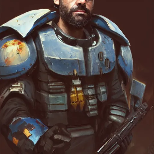 Image similar to oscar isaac as a 4 0 k marine by mandy jurgens, artstation