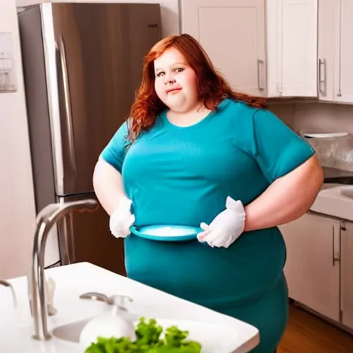 Image similar to a very obese woman doing the dishes, text your mom