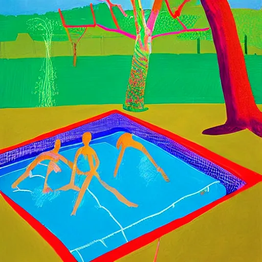 Image similar to having a cool party birthday party, painting by david hockney, highly detailed
