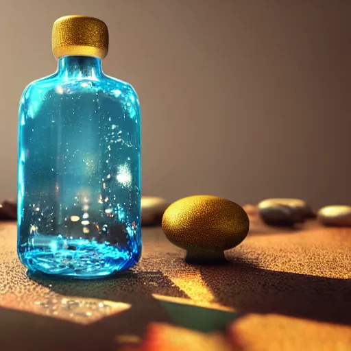 Image similar to a magical bottle, octane render, 4k, beautiful, cinematic