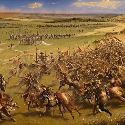 Image similar to the battle of the little bighorn. trending on artstation, by ted nasmith