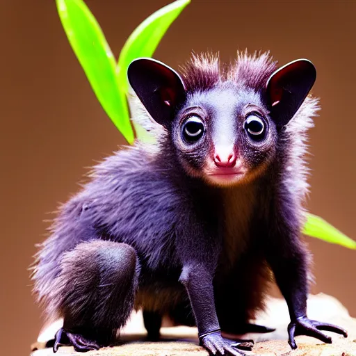 Image similar to very very very very cute chibi baby fruit bat, portrait, pixar style, forest background, cinematic lighting, award winning creature portrait photography