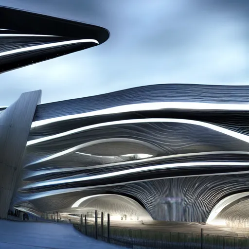 Image similar to westworld in zaha hadid style