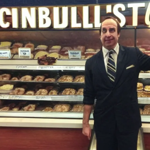 Image similar to saul goodman working at cinnabon, better call saul