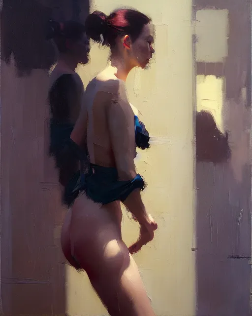 Image similar to weight of public opinion, shadow and mirror, ( impressionistic oil painting by malcom liepke ), alexi zaitsev, craig mullins, melinda matyas, tooth wu, wlop, denis sarazhin, bold brushstrokes, highly detailed, award winning, textured, masterpiece