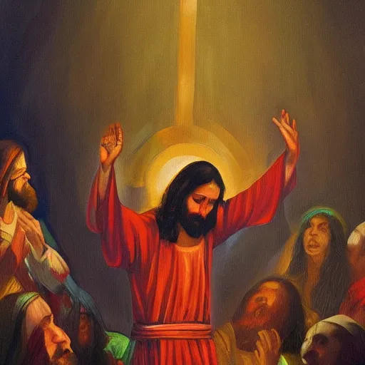 Image similar to “Jesus Christ Dabbing at a rave in Durham cathedral” oil painting, artstation, instagram, beautiful