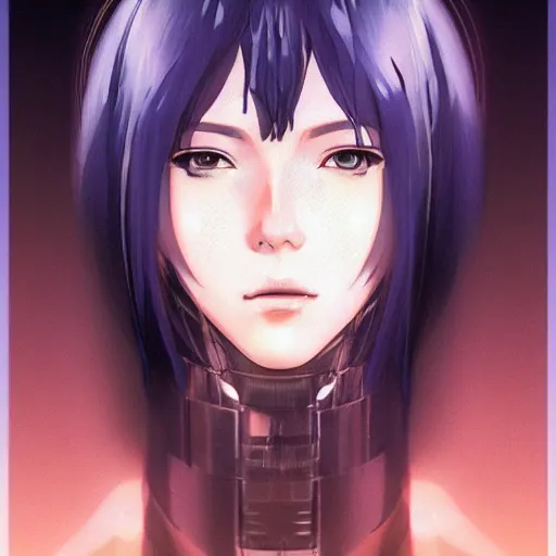 Image similar to An anime portrait of beautiful woman still from Ghost in the shell 1985 by Stanley Artgerm Lau ,WLOP, Rossdraws ,James Jean, Andrei Riabovitchev , symmetrical