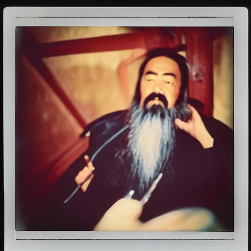 Image similar to Confucius, 90s polaroid, by Saul Leiter, Jamel Shabazz, Nan Goldin