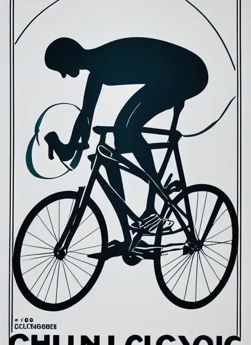 Prompt: cycling poster for 1 9 6 8 olympic games by otl aicher. screen printed. silver, blue, green, black. on white paper.