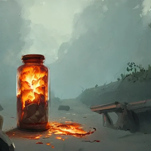 Prompt: a jar full of fire, greg rutkowski