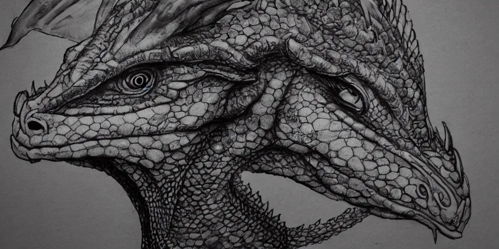 Image similar to realistic portrait of a beautiful dragon, 1450, ink, ultra realistic, 8k