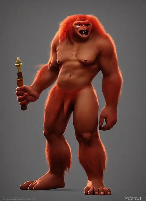 Image similar to а fantasy Proto-Slavic skinny red troll creature inspired blizzard games, full body, detailed and realistic, 4k, trending on artstation, octane render