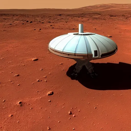 Prompt: a spaceship landing on Mars