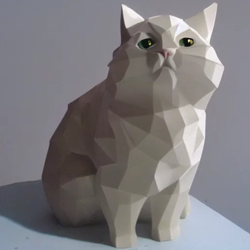 Image similar to low poly cute cat sculpted with granite, crystals