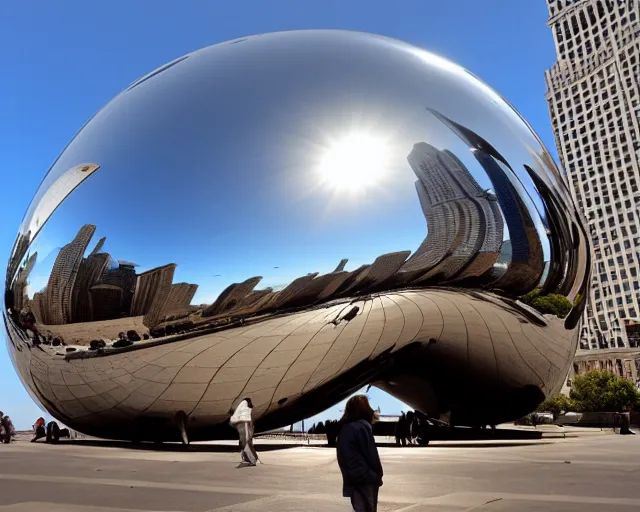 Prompt: the bean in chicago but it's made of meat