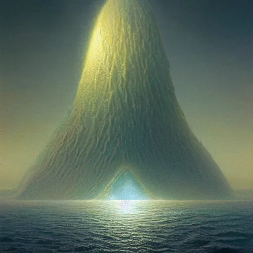 Image similar to crystalized Alien ocean by Zdzisław Beksiński and Greg Rutkowski