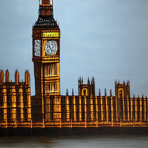 Image similar to Cartographism painting of Big Ben