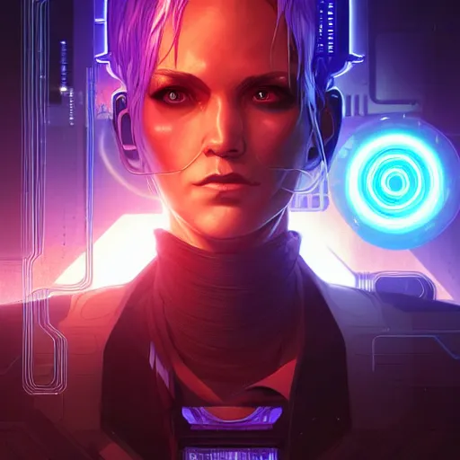 Image similar to a cyberpunk netrunner using a glowing interface, centered in the frame, cyberpunk concept art by Jean Giraud and wlop and artgerm and josan gonzales, digital art, highly detailed, intricate, sci-fi, sharp focus, Trending on Artstation HQ, deviantart, 4K UHD image