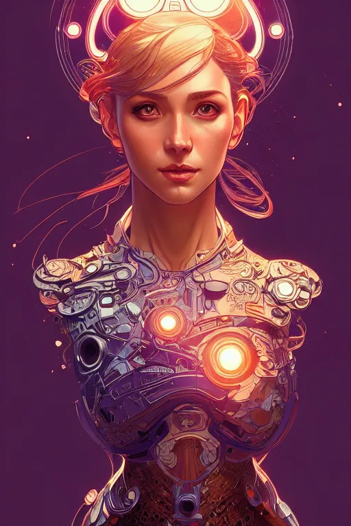 Image similar to beautiful female android!, half portrait, background explosion, intricate detailed environment, cell shaded, floro details, intricate, elegant, highly detailed, digital painting, artstation, concept art, smooth, sharp focus, illustration, art by artgerm and greg rutkowski and alphonse mucha, laurie greasley