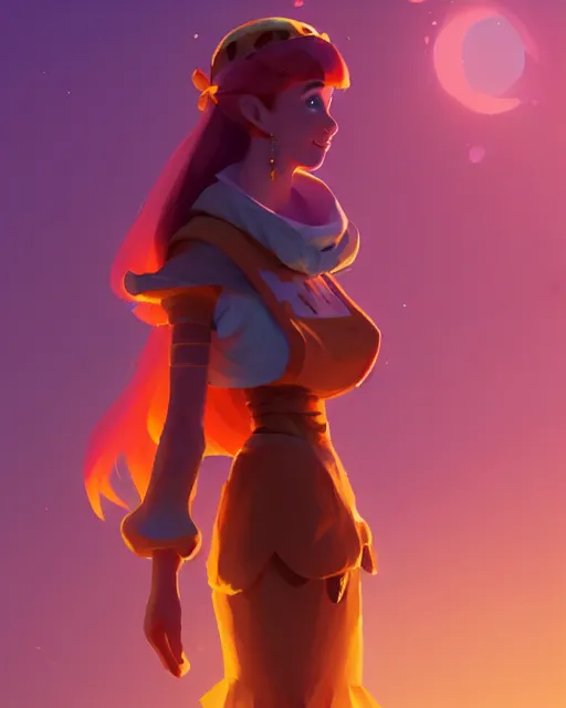 Image similar to cool ginger girl. she is dressed as a princess, bright backlit, key lighting, smooth, maya render, octane render aesthetic, dota, matte painting concept art, official fanart behance hd artstation by jesper ejsing, by rhads and makoto shinkai and lois van baarle and ilya kuvshinov and rossdraws