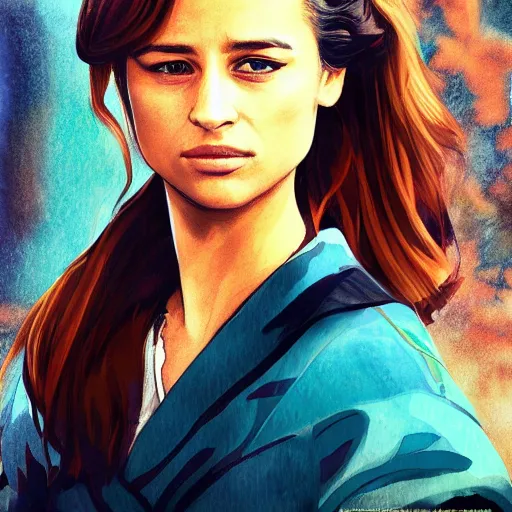 Image similar to Alicia Vikander portrait in the style of wataboku, anime