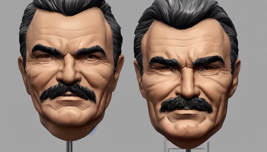 Image similar to Hand painted bust of burt reynolds, hyperdetailed, artstation, cgsociety, 8k
