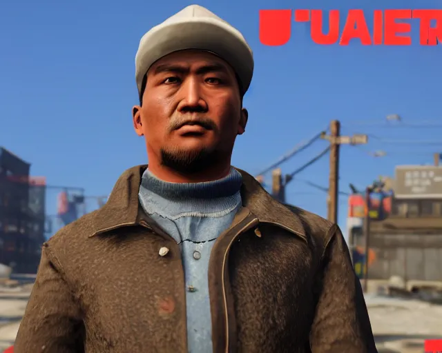 Prompt: Buryat hunter in GTA V, unreal engine 5, 8K, gameplay