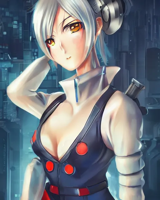 Image similar to full body image of anime girl in mechanic armor in night tokyo by makoto sinkai, perfect face, fine details