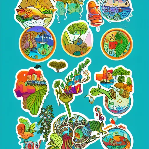 Prompt: Ecosystem in a bottle, sticker, highly detailed, colorful, illustration, drama, smooth and clean vector curves, no jagged lines, vector art, smooth