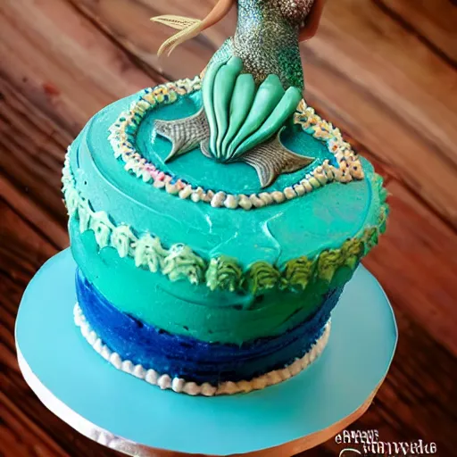 Image similar to mermaid cake, advertisement, food photography,