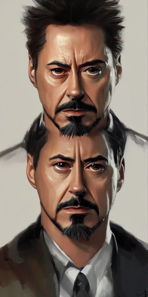 Image similar to concept art of tony stark, cinematic shot, oil painting by jama jurabaev, extremely detailed, brush hard, artstation, high quality, brush stroke