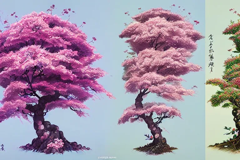 Prompt: highly detailed concept art of a sakura plum tree made with water, overgrowth, Tristan Eaton, Artgerm, Studio Ghibli, Makoto Shinkai