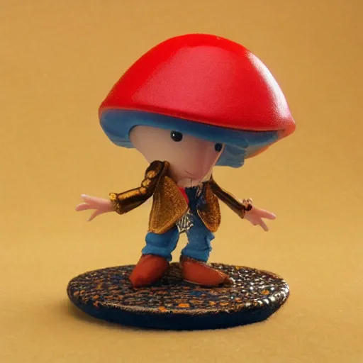 Image similar to magic mushroom, david bowie, nendroid, gaston bussiere style