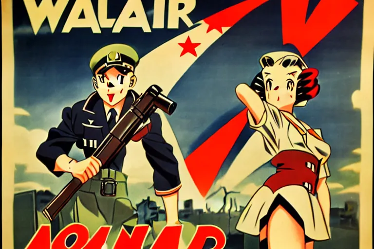 Image similar to 1940s, war, anime, poster