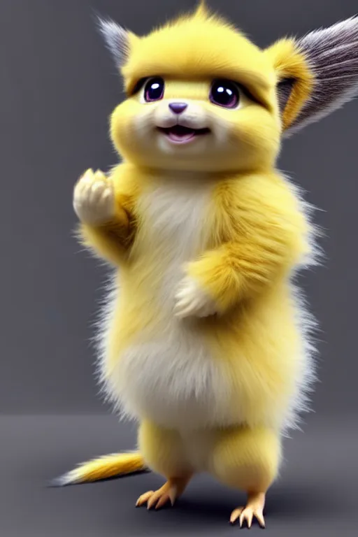 Image similar to high quality 3 d render hyperrealist very cute multipastel fluffy! happy griffin chipmunk hybrid with fluffy wings!, vray smooth, in the style of detective pikachu, hannah yata charlie immer, dramatic yellow light, low angle, uhd 8 k, sharp focus