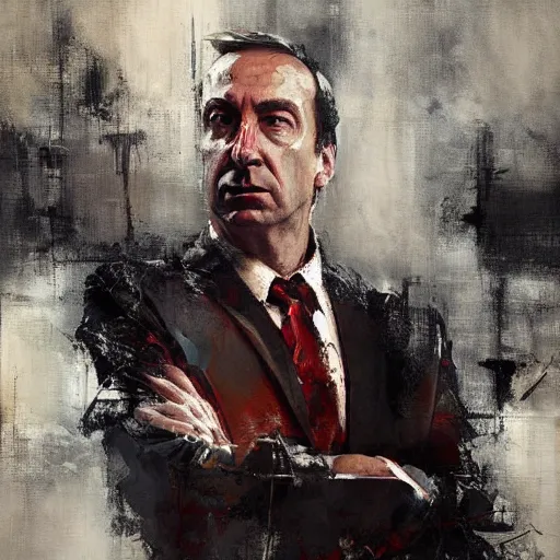 Image similar to abstract painting of saul goodman by jeremy mann