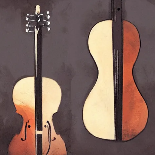 Image similar to guitar in cello shape by greg rutkowski